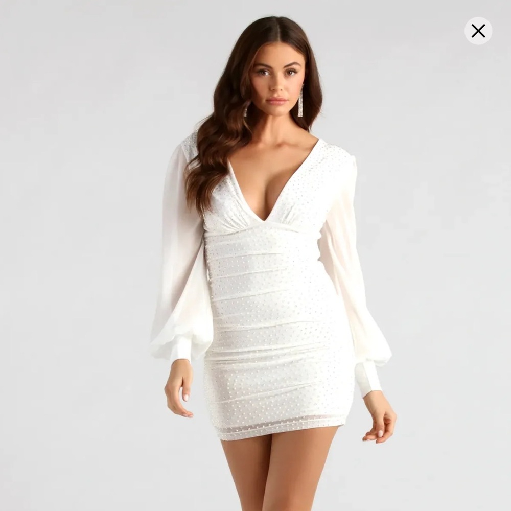 NWT Celine Rhinestone Plunge V-Neck Party Dress Windsor xs